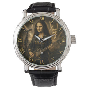 Rock Guitarist Funny Mona Lisa Music Player Gift Watch