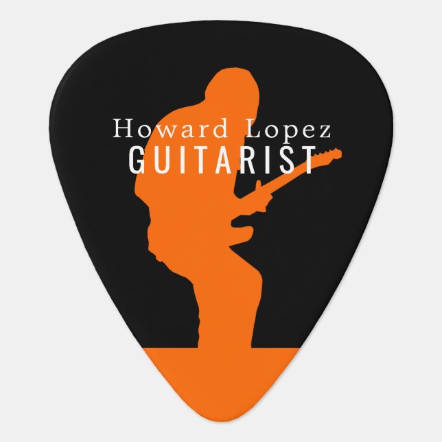 Rock Guitarist Silhouette, Musician, Personalized Guitar Pick (Front)