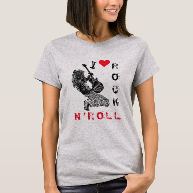 Rock Guitarist T-Shirt - I Love Rock N' Roll (Front)