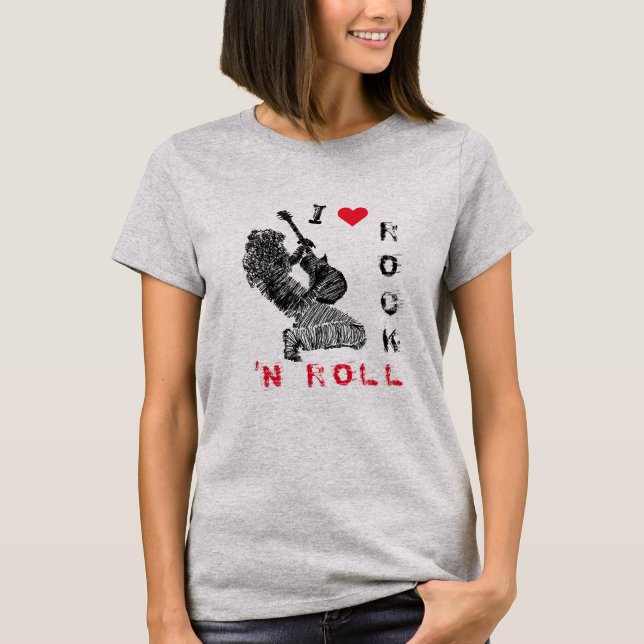 Rock Guitarist T-Shirt - I Love Rock N Roll (Front)