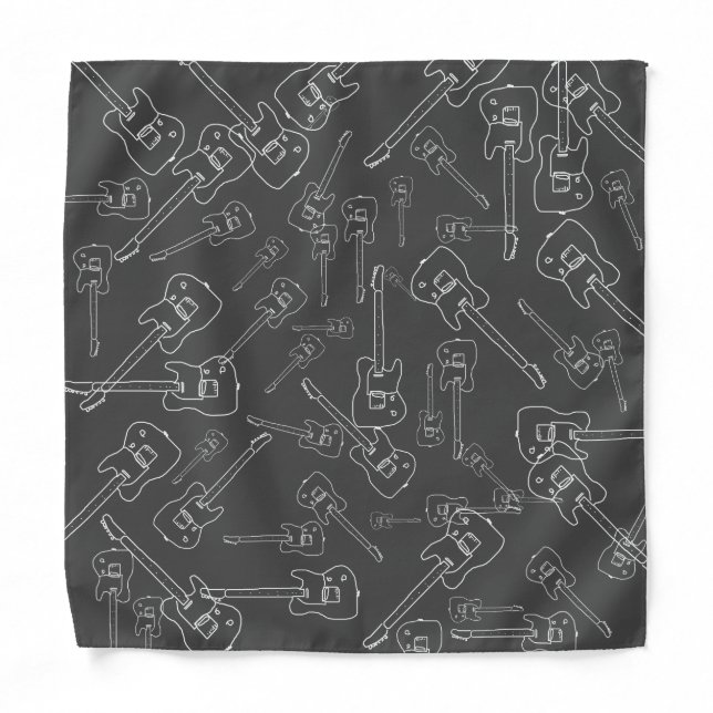Rock Guitars allover cool dark gray  Bandana (Front)