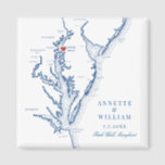 Rock Hall Maryland Elegant Navy Blue Wedding Magnet<br><div class="desc">Celebrate your Rock Hall,  Maryland waterfront wedding with this elegant navy blue Chesapeake Bay map-themed wedding favor fridge magnet. Perfect for bayside ceremonies at Inn at Huntingfield Creek,  Haven Harbour Marina,  and Osprey Point. Delight your guests with this charming and practical keepsake. Artwork by Coastal Map Designs.</div>