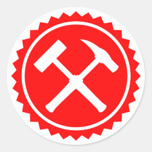 Rock Hammer Badge (Red) Classic Round Sticker