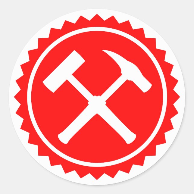 Rock Hammer Badge (Red) Classic Round Sticker (Front)