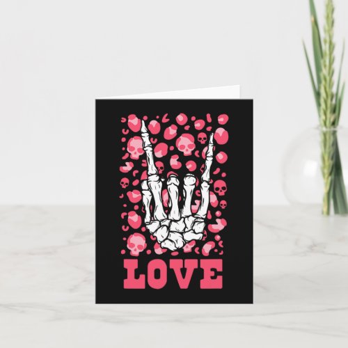 Rock Hand Love Skull Valentines Day Men Women Kids Card