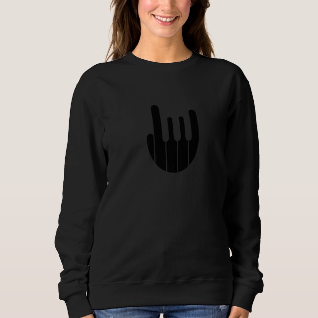 Rock Hand Piano Keyboard - Funny Cool Pianist Keyb Sweatshirt (Front)