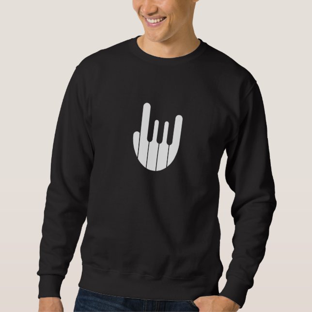 Rock Hand Piano Keyboard - Funny Cool Pianist Keyb Sweatshirt (Front)