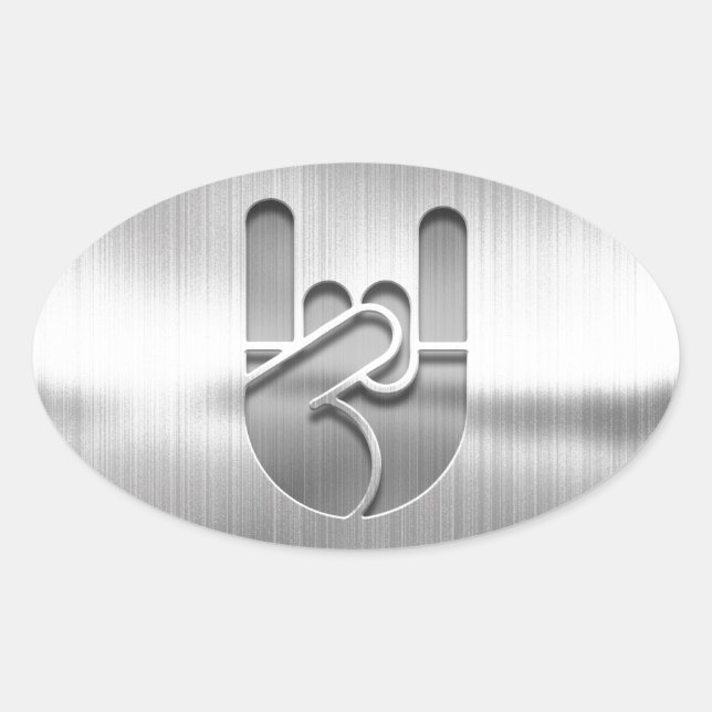 Rock Hand Steel Oval Sticker (Front)