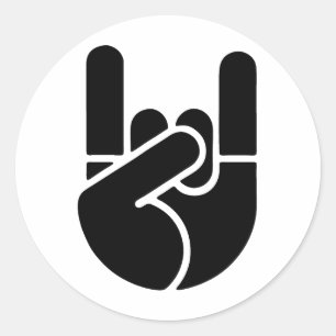 Rock Hand Stencil Classic Round Sticker