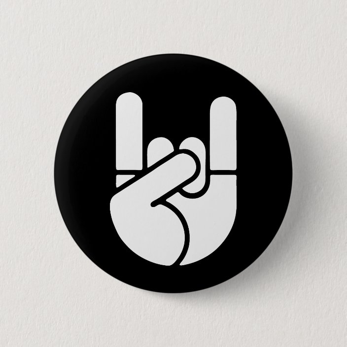 Rock Hand Stencil Pinback Button | Zazzle.com