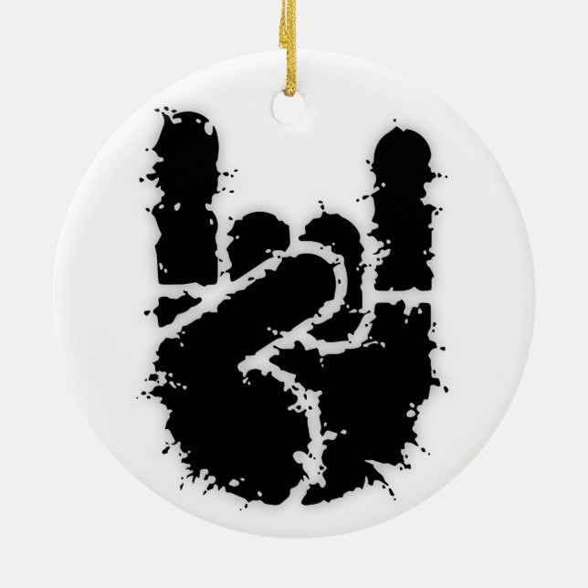 Rock Hand w/Distortion Ceramic Ornament (Back)