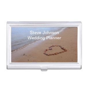 Rock Heart and Beach Photo Business Card Holder