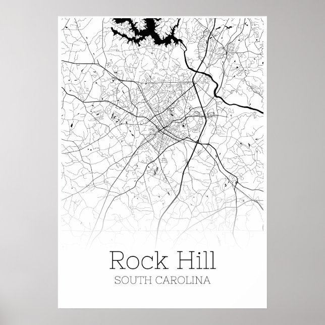 Rock Hill Map - South Carolina - City Map Poster (Front)