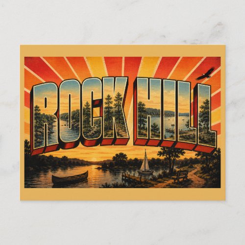 Rock Hill SC Catawba River Woodlands Art Postcard