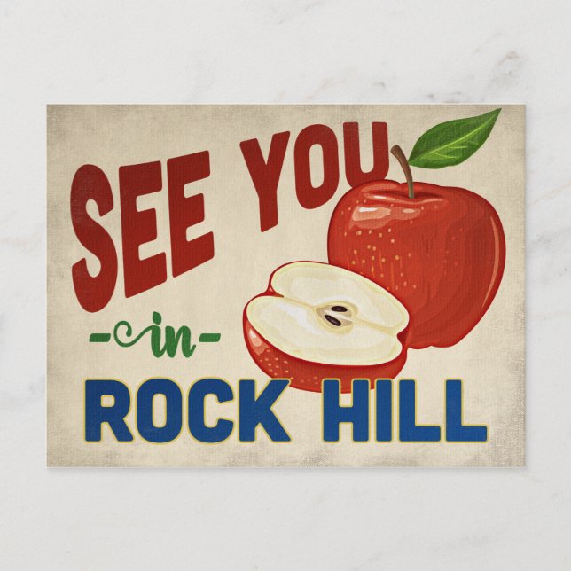 Rock Hill South Carolina Apple - Vintage Travel Postcard (Front)