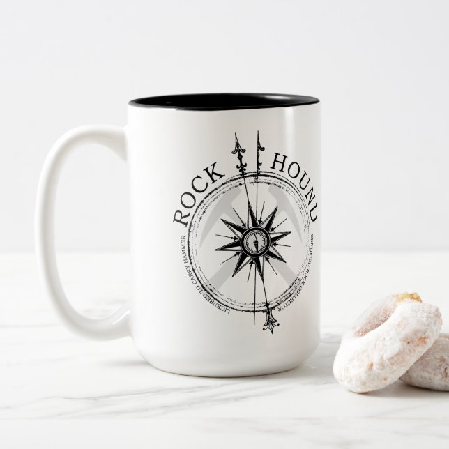 Rock Hound: Certified Rock Collector Two-Tone Coffee Mug (With Donut)