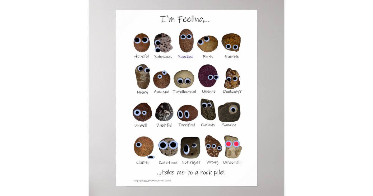 Rock Hound Emotions, Rocks with Googly Eyes Poster | Zazzle