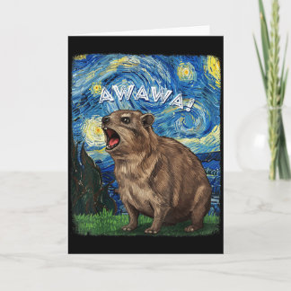 Rock Hyrax Awawa Funny Groundhog Starry Night Van Card