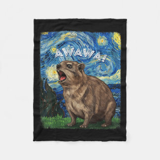 Rock Hyrax Awawa Funny Groundhog Starry Night Van Fleece Blanket