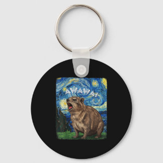 Rock Hyrax Awawa Funny Groundhog Starry Night Van Keychain