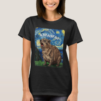 Rock Hyrax Awawa Funny Groundhog Starry Night Van T-Shirt