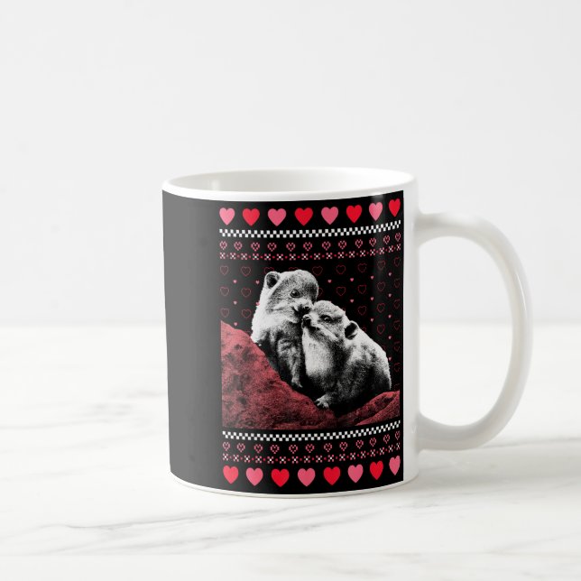 Rock Hyrax Valentine's Day Ugly Sweater Style  Coffee Mug (Right)