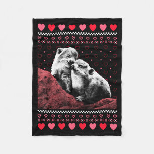 Rock Hyrax Valentine's Day Ugly Sweater Style Fleece Blanket