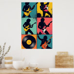 Rock Icon Pop Art Poster – Bold 6-Panel Grid<br><div class="desc">Turn up the volume on your space with this striking pop art tribute to rock culture, where bold color and iconic imagery come together in a powerful visual anthem. Featuring a dynamic grid layout, this artwork showcases stylized illustrations of rock’s most timeless symbols — electric guitars, vinyl records, leather jackets,...</div>