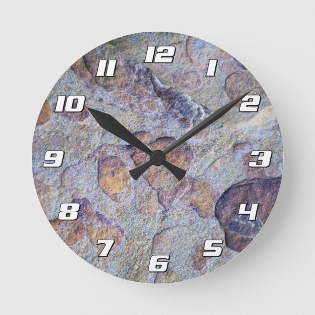 Rock Iron Ore Stone with Numbers Round Clock (Front)