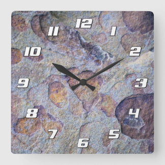 Rock Iron Ore Stone with Numbers Square Wall Clock