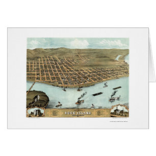 Rock Island, IL Panoramic Map - 1869 Cards