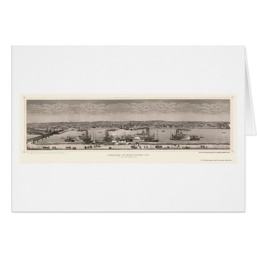 Rock Island, IL Panoramic Map - 1874 Cards (Front Horizontal)