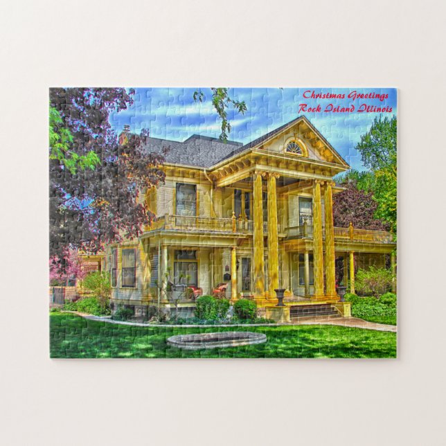 Rock Island Illinois Christmas Greetings Jigsaw Puzzle (Horizontal)