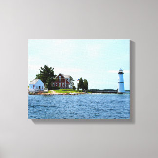 Rock Island Lighthouse, New York Wrapped Canvas Print