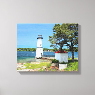 Rock Island Lighthouse, New York Wrapped Canvas Print