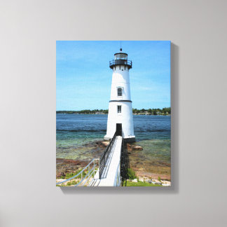 Rock Island Lighthouse, New York Wrapped Canvas Print