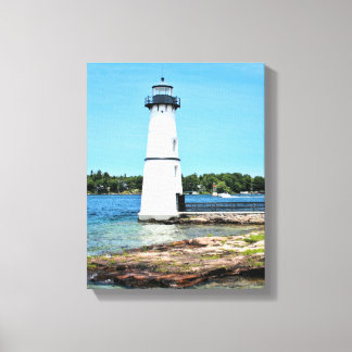 Rock Island Lighthouse, New York Wrapped Canvas Print