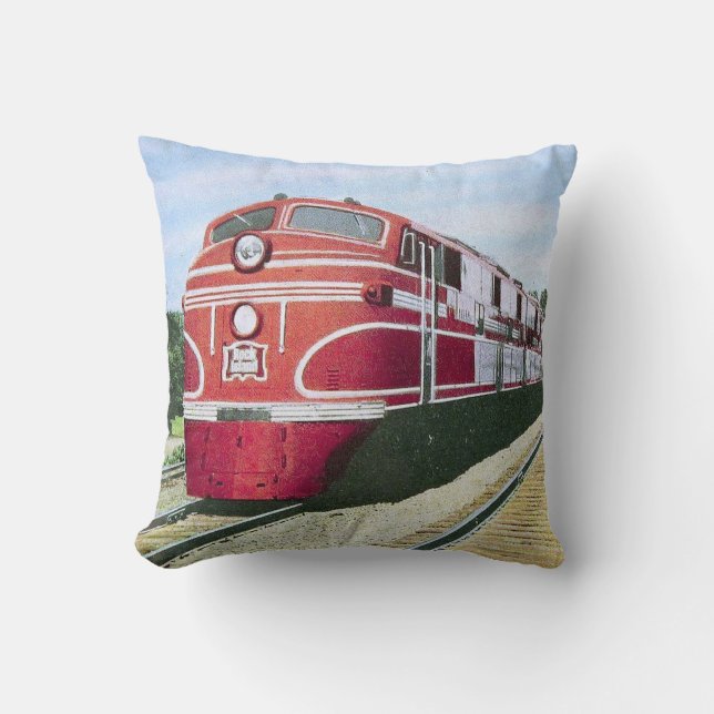 Rock Island Railroad Locomotive Throw Pillow (Front)