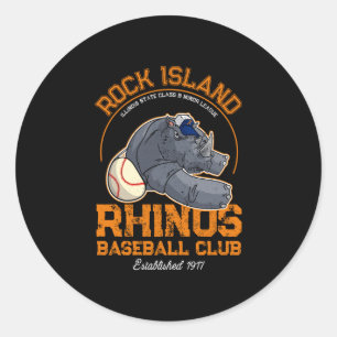 Rock island rhinos retro minor league baseball classic round sticker