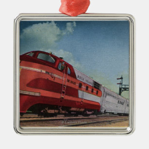 Rock Island RocketStreamlined Train Metal Ornament