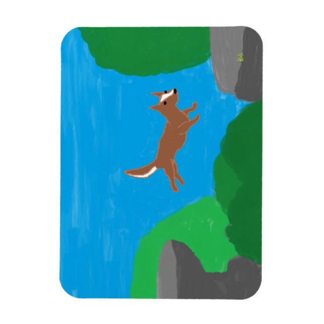 rock jumping dog magnet (Vertical)