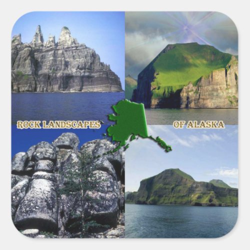 Rock Landscapes of Alaska Collage Square Sticker