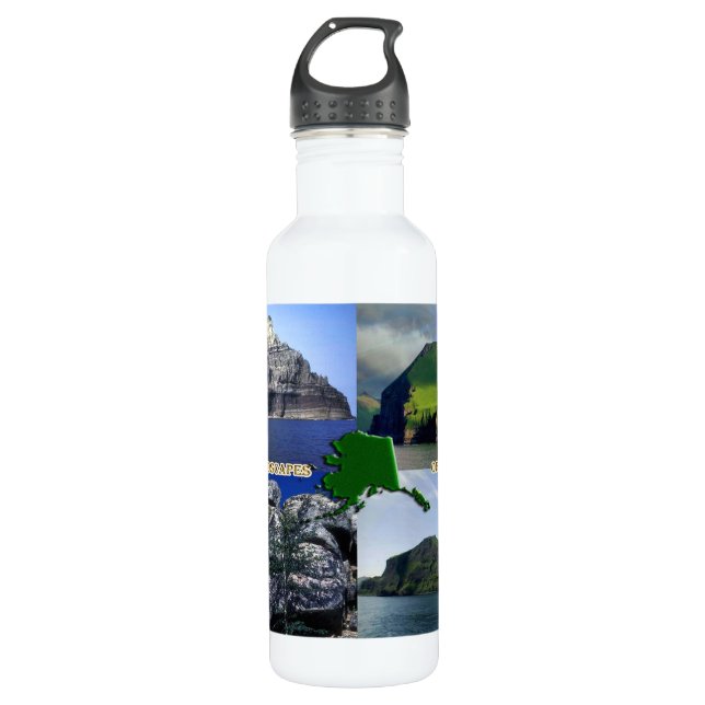 Rock Landscapes of Alaska Collage Water Bottle (Front)