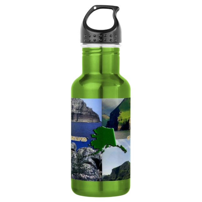 Rock Landscapes of Alaska Collage Water Bottle (Front)