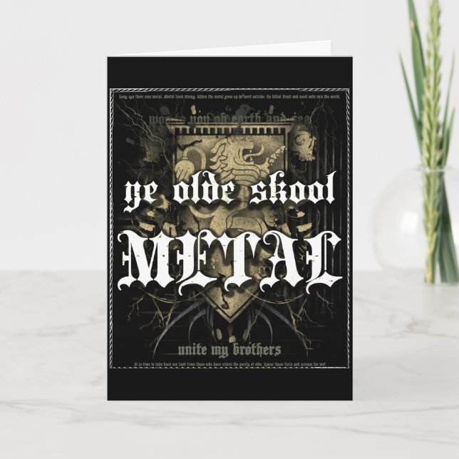 Rock=Life 'Ye Olde Skool Metal' Greeting Card (Front)