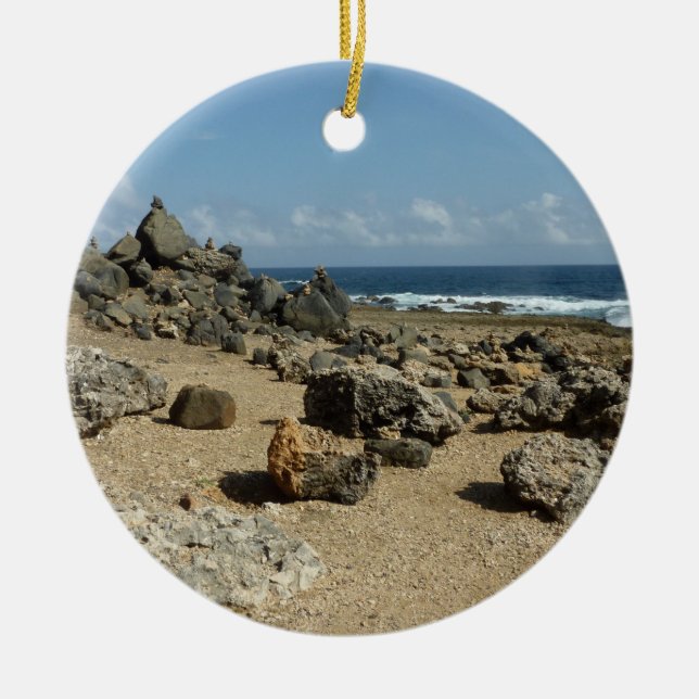 Rock Monuments on Aruban Coast Ceramic Ornament (Front)