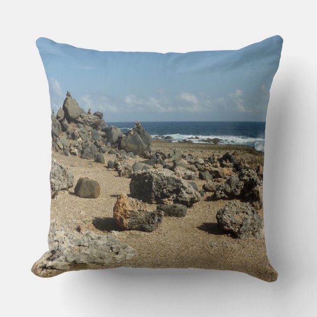 Rock Monuments on Aruban Coast Throw Pillow (Front)