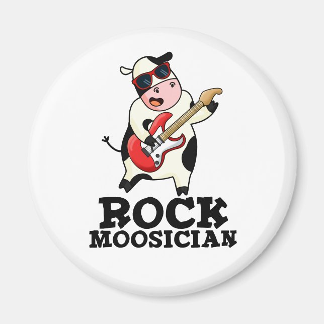 Rock Moosician Funny Cow Musician Pun  Magnet (Front)