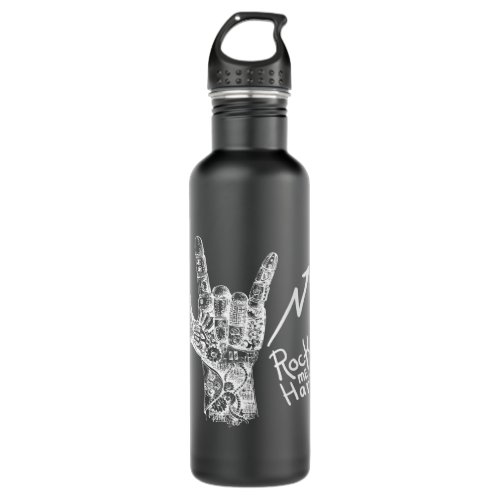 Rock motif shirt festival merch concert rocker har stainless steel water bottle