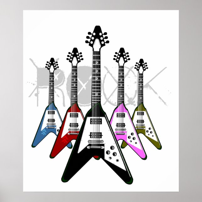 Rock multi color guitars poster (Front)